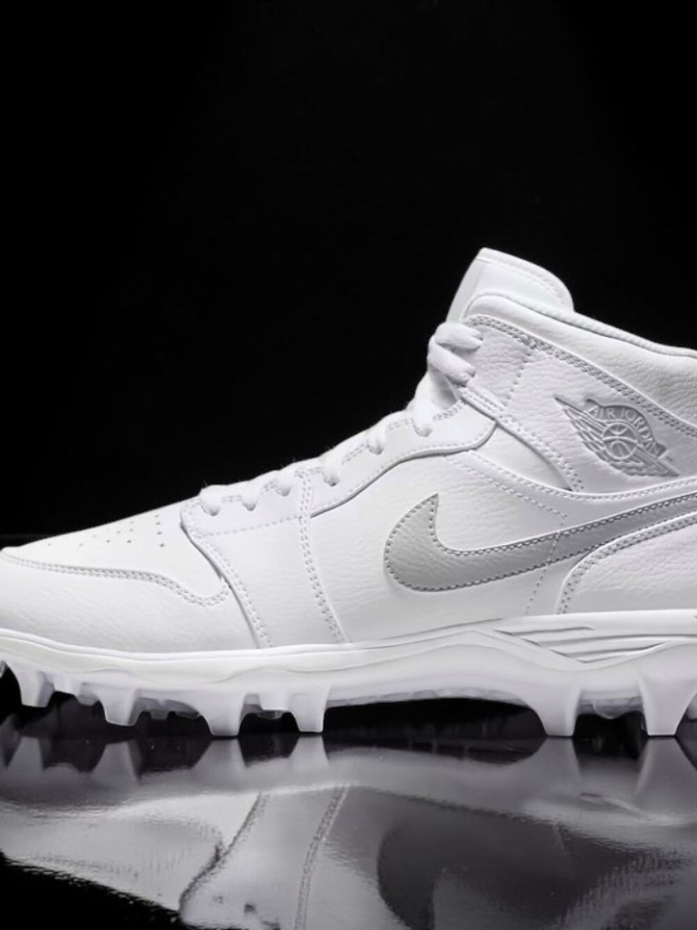 Jordan 1 Mid White/Grey Fog Mens Football Cleats Size 7 FJ6805 101 (NEW)